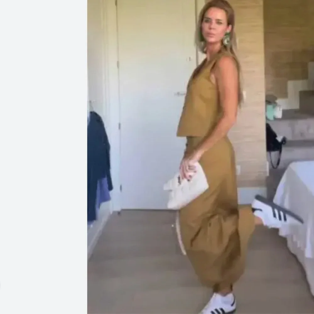 ZARA LINEN TOFFEE TAUPE MAXI SKIRT - Picture 3 of 13